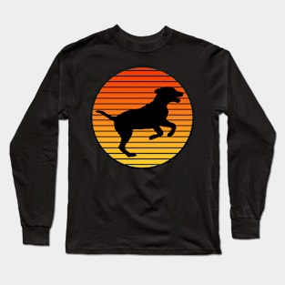 Retro Vintage Sunset Dog Gift Shirt For Funny Dog Long Sleeve T-Shirt